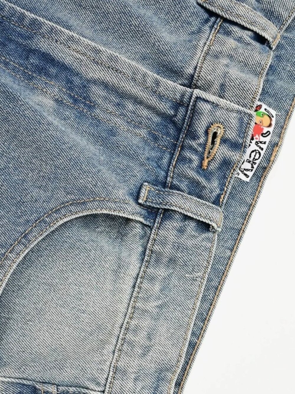 Unisex VeryRare Sakura Pants Jeans Size M L XL Blue Embroidered Cherry Blossom - Picture 5 of 17